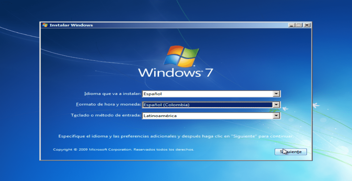 Ventanas de instalacion de windows 7 formateo