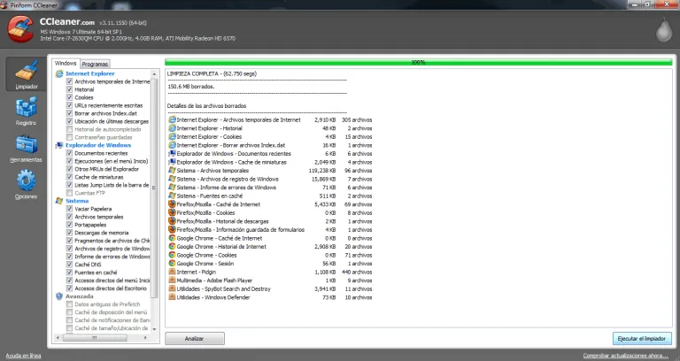 CCleaner optimizador de windows