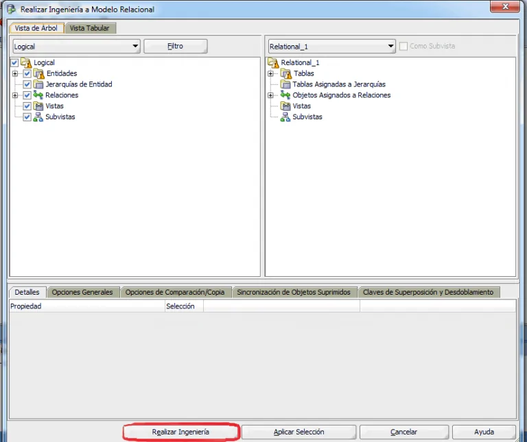 Realizar Ingenieria a modelo logico en developer data modeler