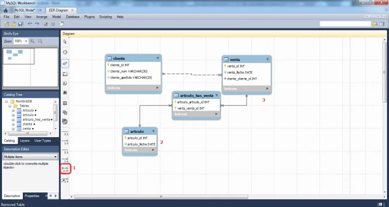 Relacion n:m en Workbench